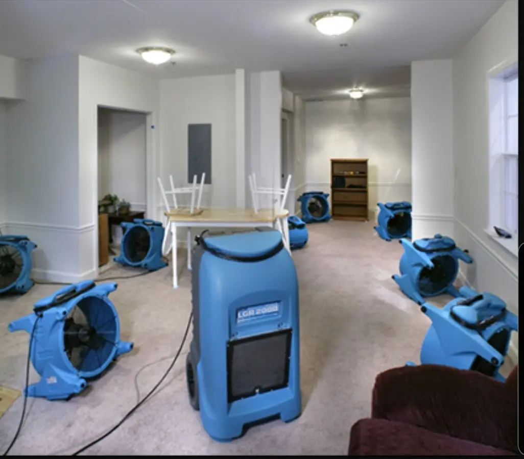 Air movers and dehumidifier setup for Water Damage Restoration in Shady Hills